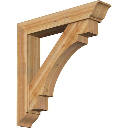 Ekena Millwork Merced Traditional Rough Sawn Bracket w/ Offset Brace, Western Red Cedar, 8"W x 44"D x 44"H BKT0806X44X44MRC01RWR